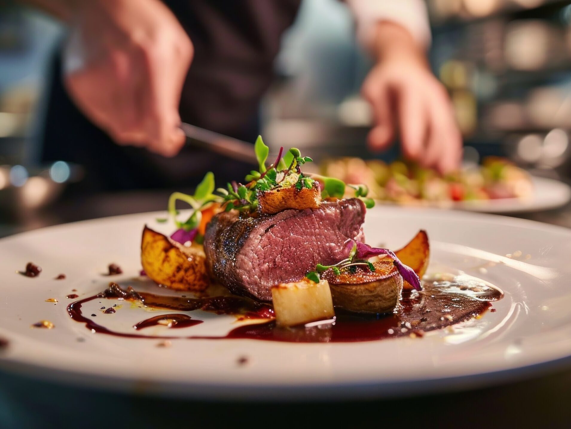 Delicious gourmet meal presentation in a luxury property